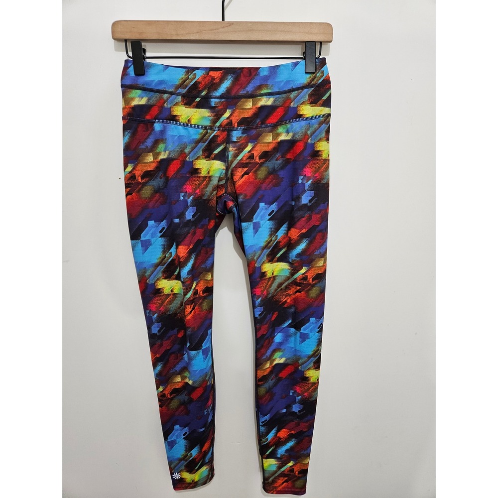 Athleta Be Free Tights Abstract Brushstroke Print Leggings Multicolor Womens SP